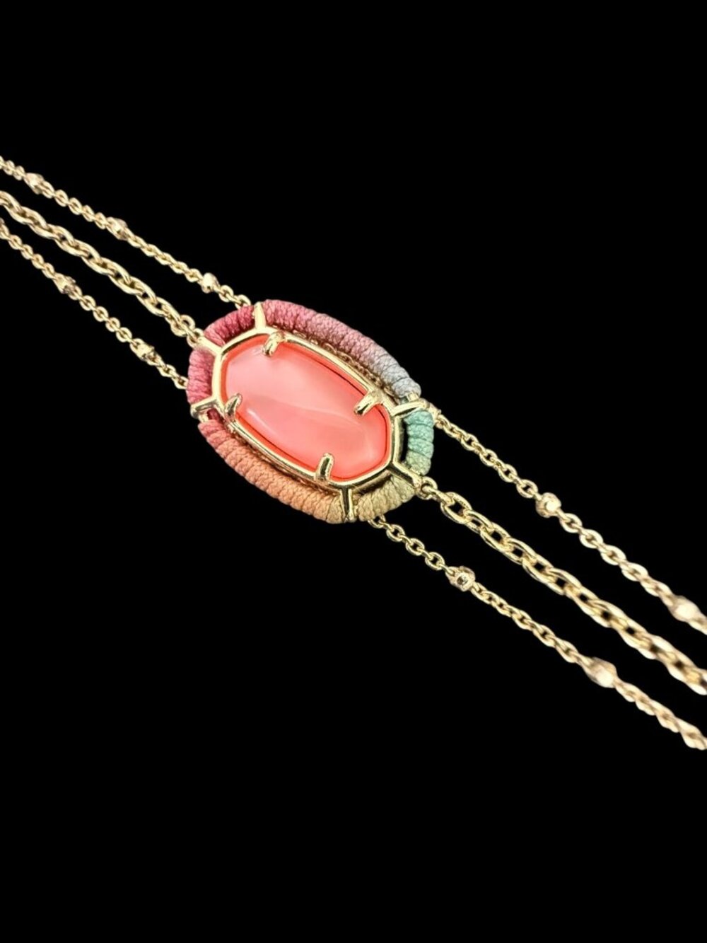 Kendra Scott Threaded Elaina Gold Multi-Strand Bracelet In Coral Illusion - Picture 5 of 6